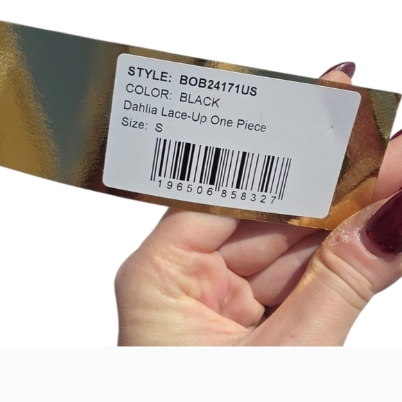 Patbo Dahlia Floral swimsuit Revolve Lace-Up One Piece Black Floral NWT Tags S - Picture 6 of 6